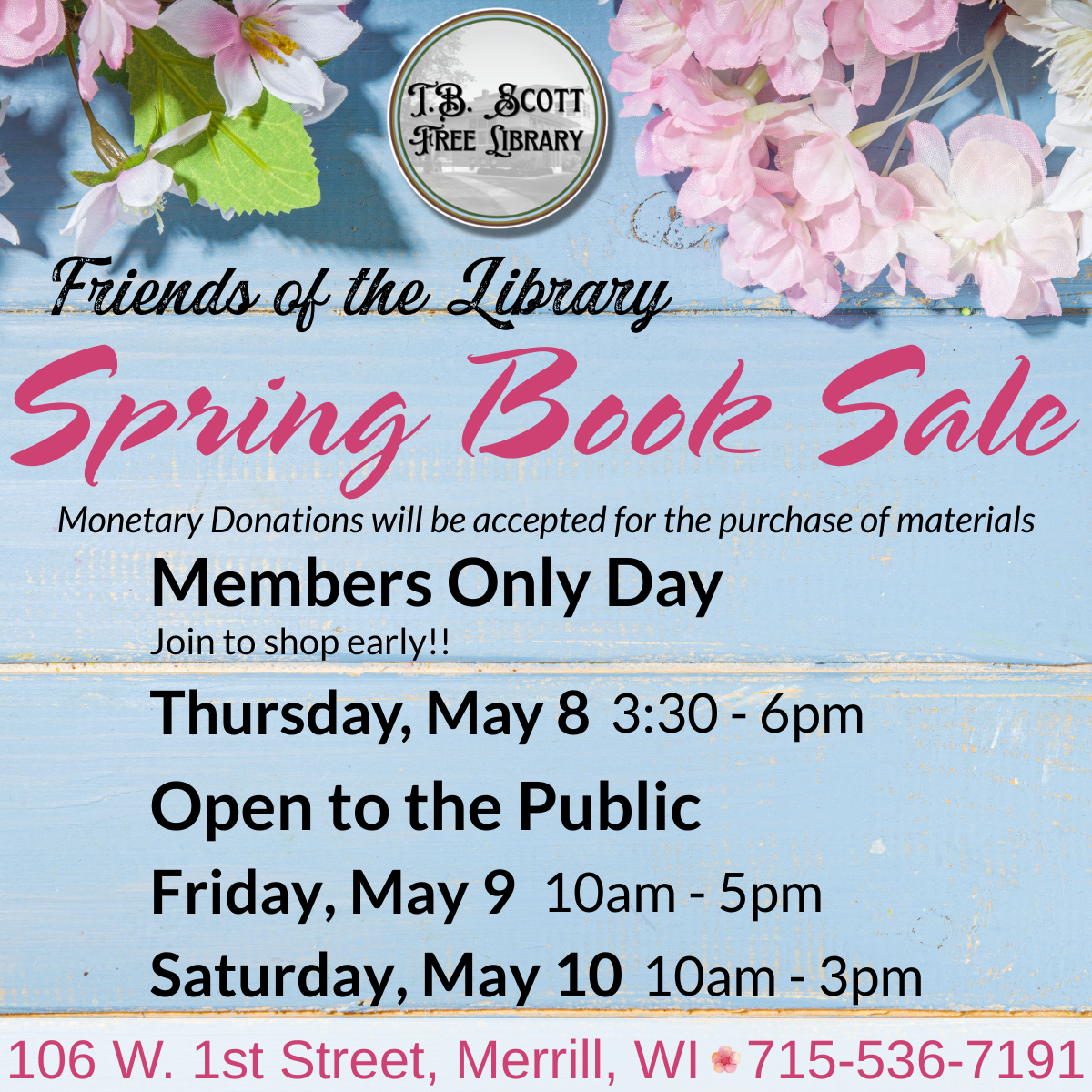 Image for the friends of the library spring book sale